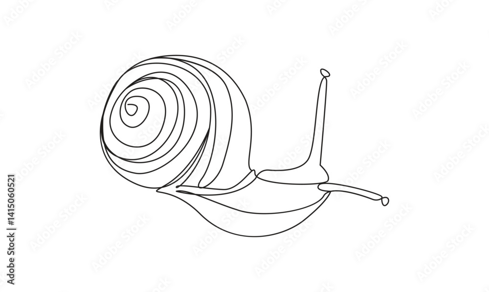 Snail continuous one line drawing isolated on white background best use for logo banner minimalism