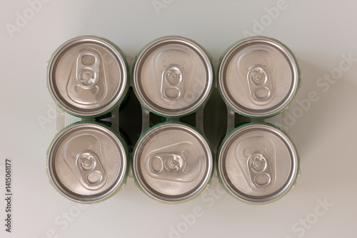 Top View of a Six Pack of Aluminum Cans