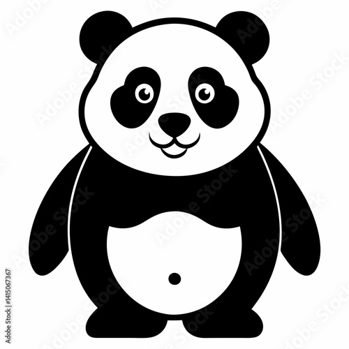 Black Panda Outline Illustration