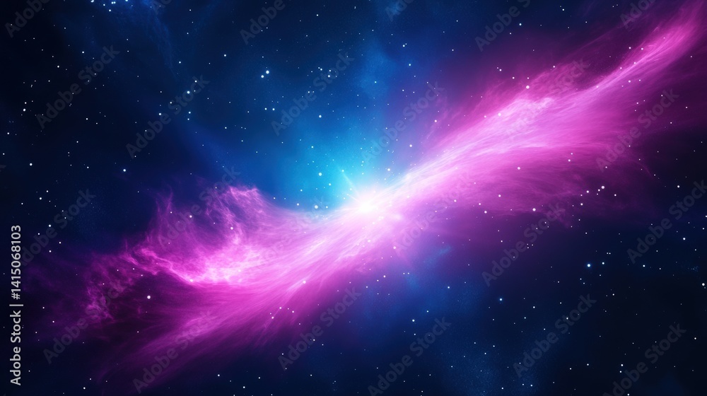 Obraz premium A vibrant cosmic scene showcasing swirling pink and blue nebulae against a starry background, evoking a sense of wonder about the universe.