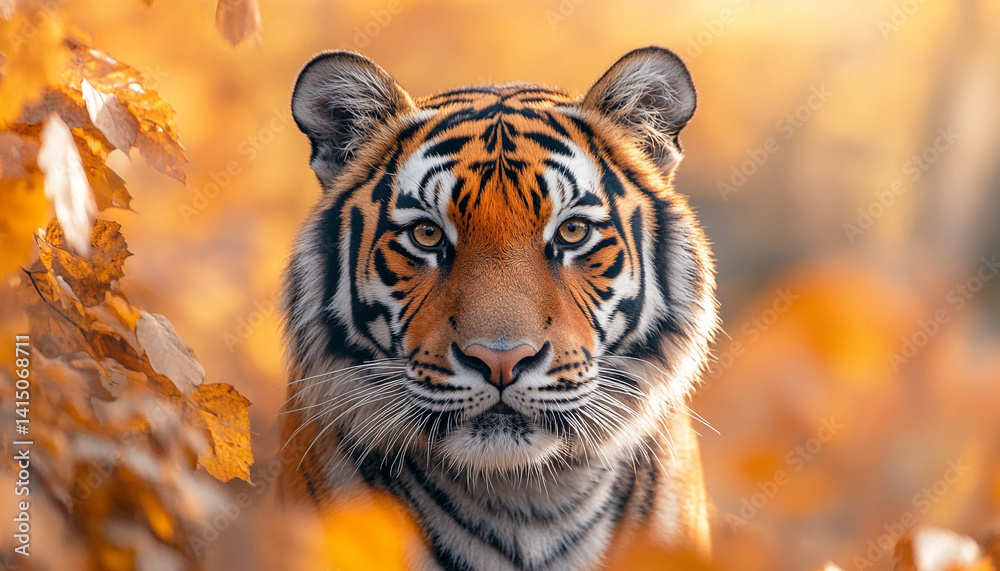 Fototapeta premium White Bengal Tiger Portrait – Beautiful and Powerful Wildlife Shot