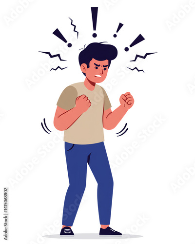 Bild auf Leinwand Upset Person with Raised Fists Expressing Anger
