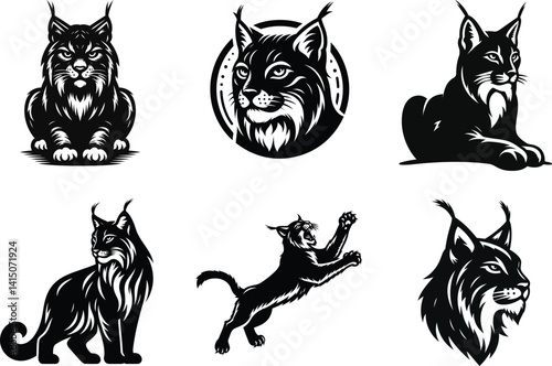 Iberian Wildlife Lynx Cat Silhouette for Designers