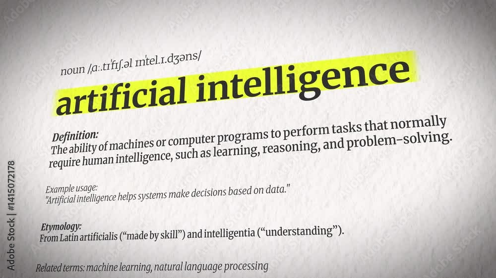 An Animation Explaining Artificial Intelligence with a Dictionary Definition
