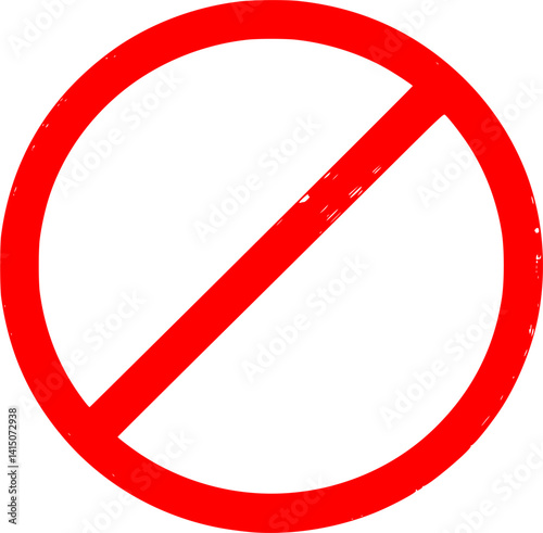 Silhouette of general prohibition sign. Vector illustration. Circle with diagonal line through it. International no symbol. Isolated white background