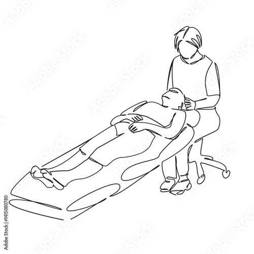 One continuous single drawing line art flat doodle professional, treatment, skin, procedure, massage, beautician. Isolated image hand draw contour on a white background, hand drawn, not AI