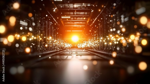 Abstract Perspective of Bright Light Creating a Glimmering Atmosphere in a Modern Setting