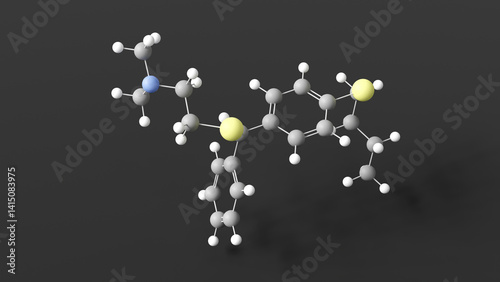 captodiame molecule 3d, molecular structure, ball and stick model, structural chemical formula antihistamine agent