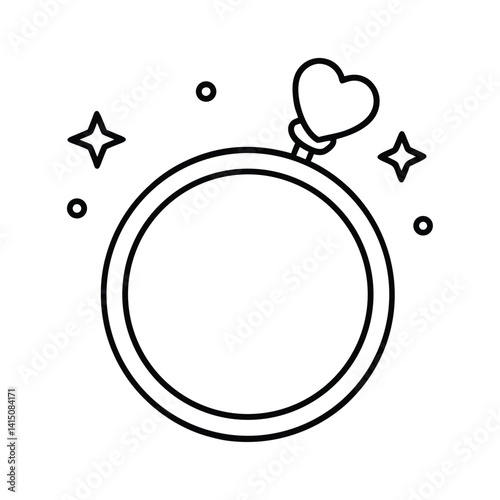 wedding ring with sparkles and heart icons