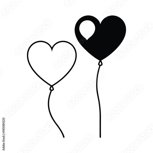 heart balloons floating romantic illustration