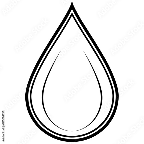 Vector silhouette of a single large raindrop with a clear