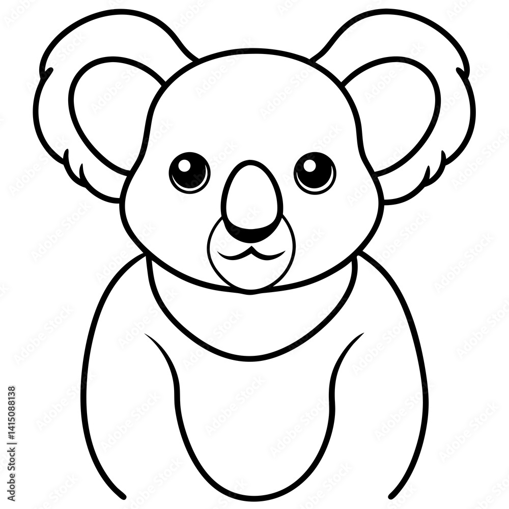 Fototapeta premium Koala Line Art on White