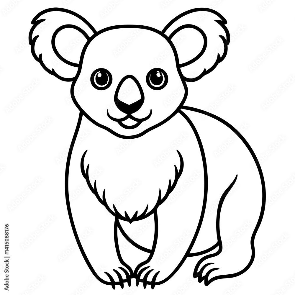 Naklejka premium Koala Line Art on White