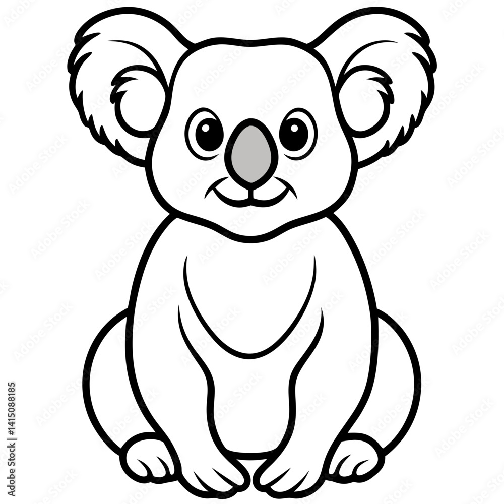 Fototapeta premium Koala Line Art on White
