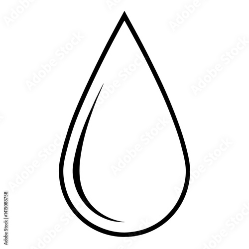 Vector silhouette of a single raindrop falling, simple clean lines