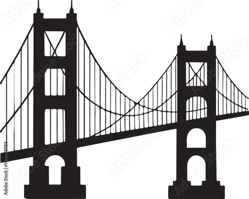 Golden gate bridge silhouette vector, Golden gate bridge icon vector illustration