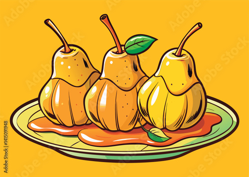 Sweet pears on a plate.