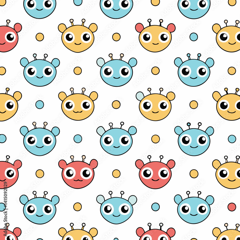 Obraz premium Cute alien faces pattern