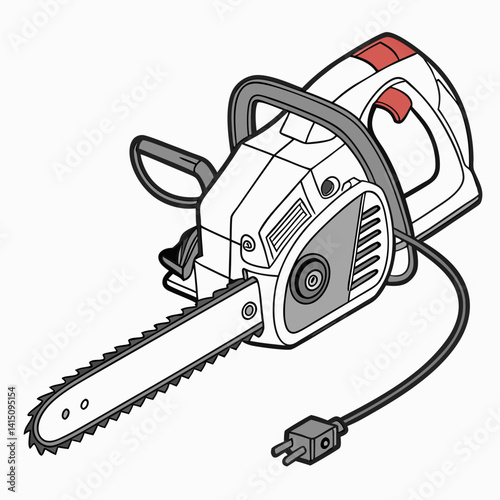 Isolated Vector Illustration Of An Electric Chainsaw On A White Background