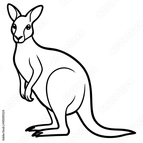 Elegant Kangaroo Line Art – Black & White Vector