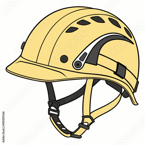 Construction Worker Safety Helmet With Chin Strap And Air Vents Illustration