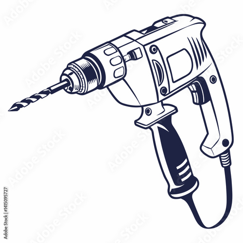 Electric Drill Tool Illustration In Vector Format For Construction And Diy Projects
