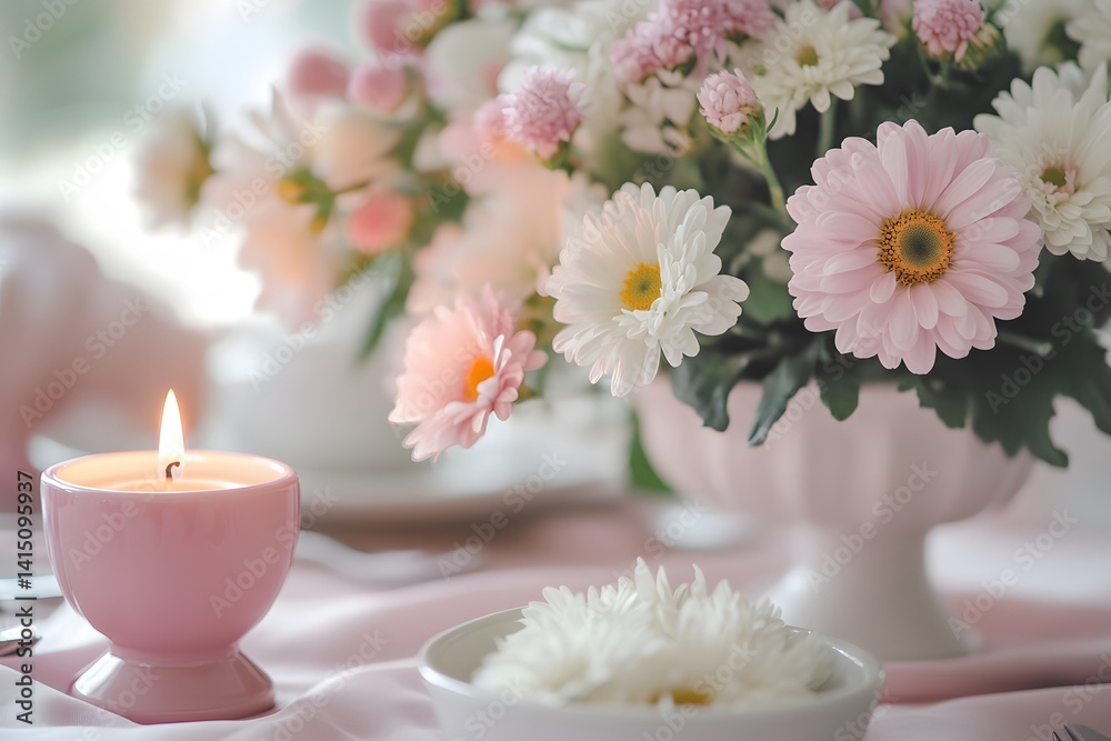 Soft Pink Table Setting with Cozy Floral Vibes Soft Pink Table Setting with Cozy Floral Vibes