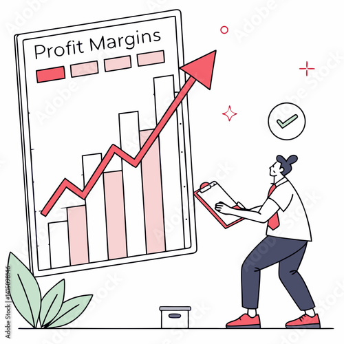 Business Growth Chart With Rising Profit Margins And Analysis By Professional Employee