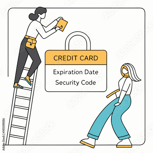 Credit Card Security Illustration With Expiration Date And Security Code Information
