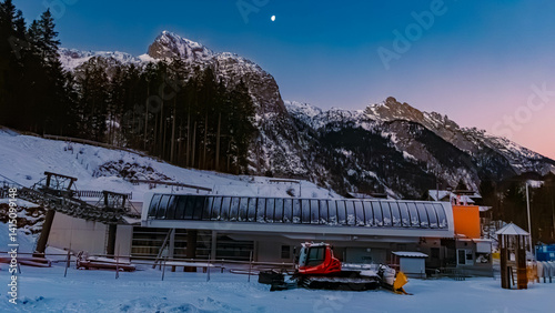 Obraz na płótnie Alpine winter view with the moon near Abtenau, Salzkammergut, Salzburg, Austria w salonie