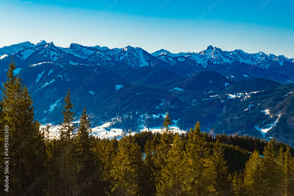 Alpine winter view at Bad Kohlgrub, Garmisch-Partenkirchen, Bavaria, Germany