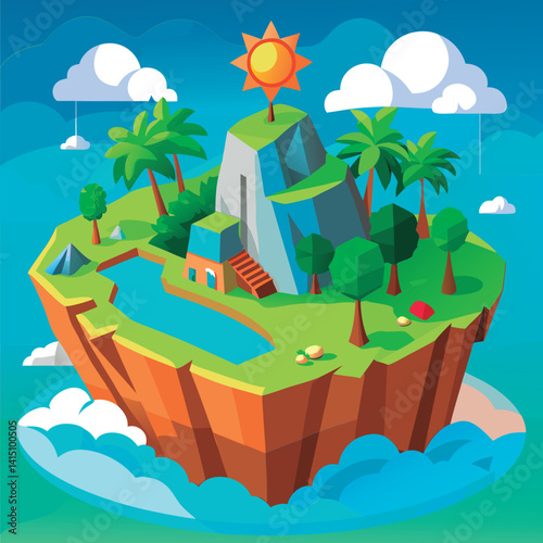 Floating island paradise with a cozy home.