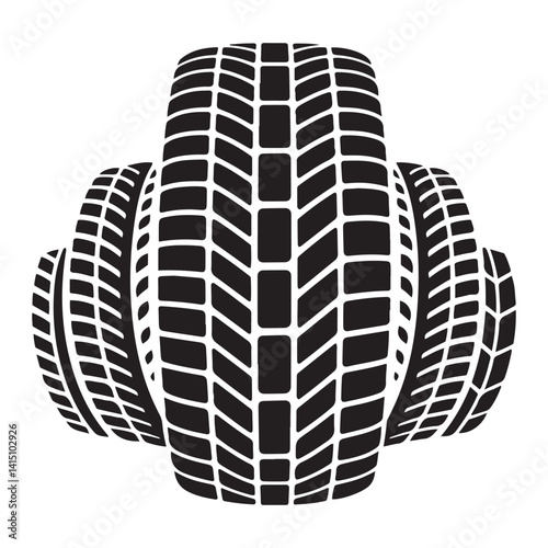 Vector Black silhouettes tyre symbols. with white background