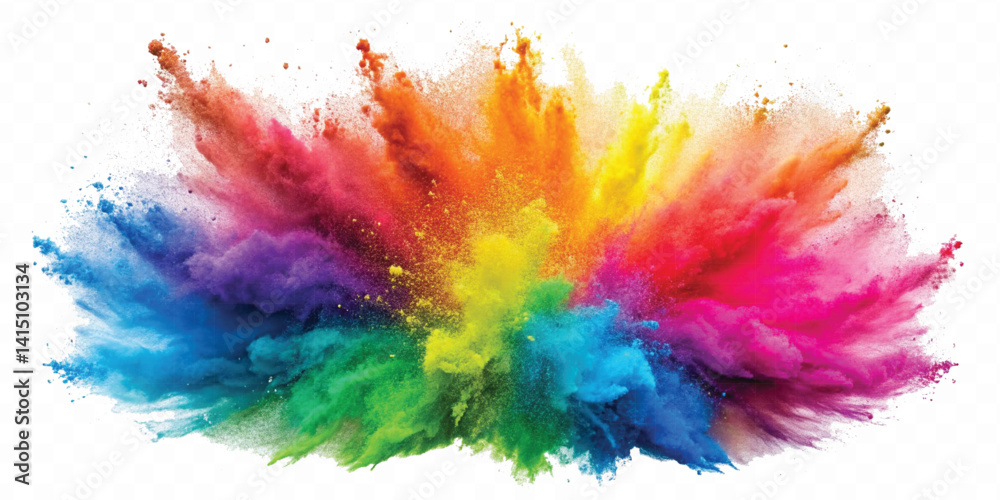 realistic holli festival colour explosion isolated on white background