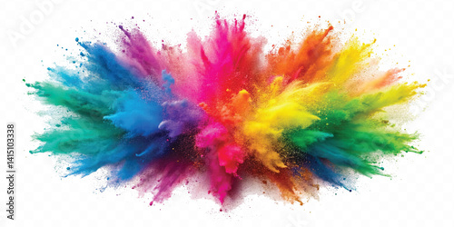 realistic holli festival colour explosion isolated on white background