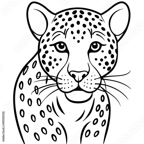 Leopard Line Art Vector on White