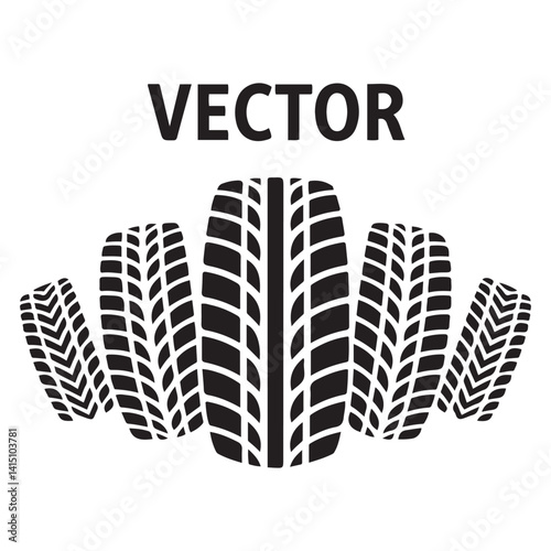 Vector Black silhouettes tyre symbols. with white background