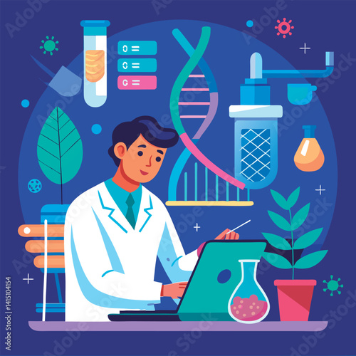 Scientist working on a DNA research project.