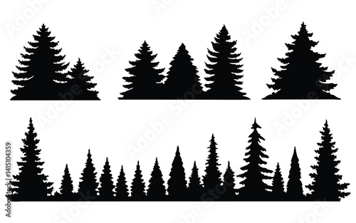 Obraz na płótnie Trees vector silhouette set w salonie