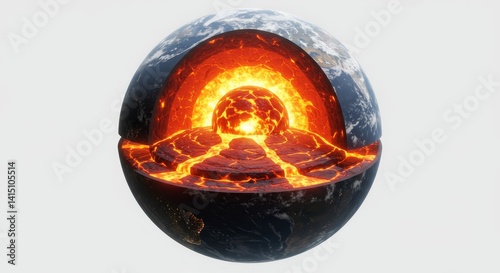 Wallpaper Mural Earth's Internal Structure - Cross-section view of Earth revealing its core, mantle, and crust. Illustrates geological layers and inner heat Torontodigital.ca