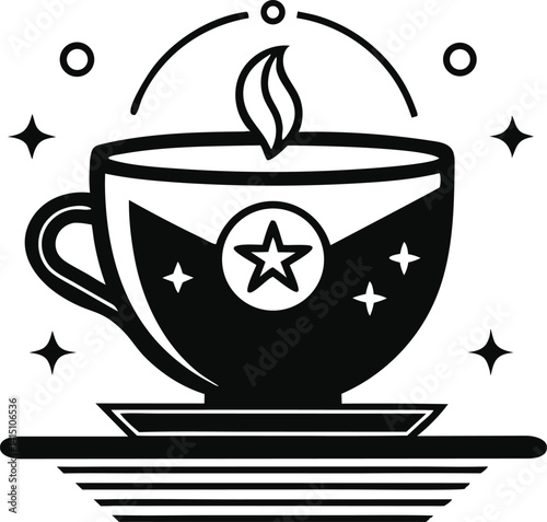 Minimal Coffee Cup Silhouette Vector – Elegant Tea cup Icon 