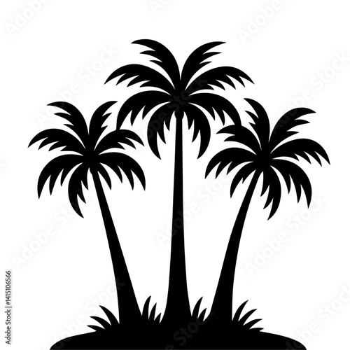 palm trees silhouettes set