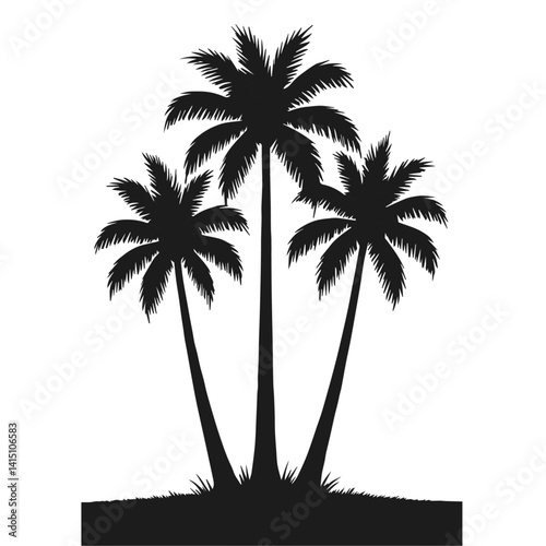 palm trees silhouettes set