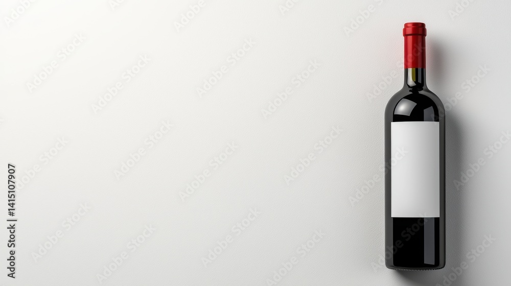 A single crimson red wine bottle with a blank white label sits on a plain white background providing ample copy space for ing or design elements perfect for wine labels or A single crimson red wine bottle with a blank white label sits on a plain white background providing ample copy space for ing or design elements perfect for wine labels or
