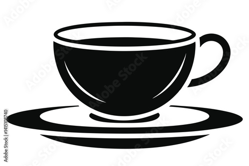 Minimal Coffee Cup Silhouette Vector – Elegant Tea cup Icon 