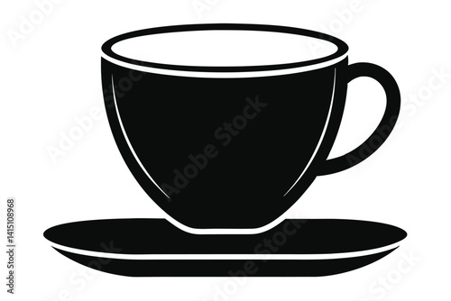 Minimal Coffee Cup Silhouette Vector – Elegant Tea cup Icon 
