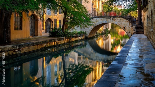San Antonio Riverwalk Serenity, Reflections of History and Nature