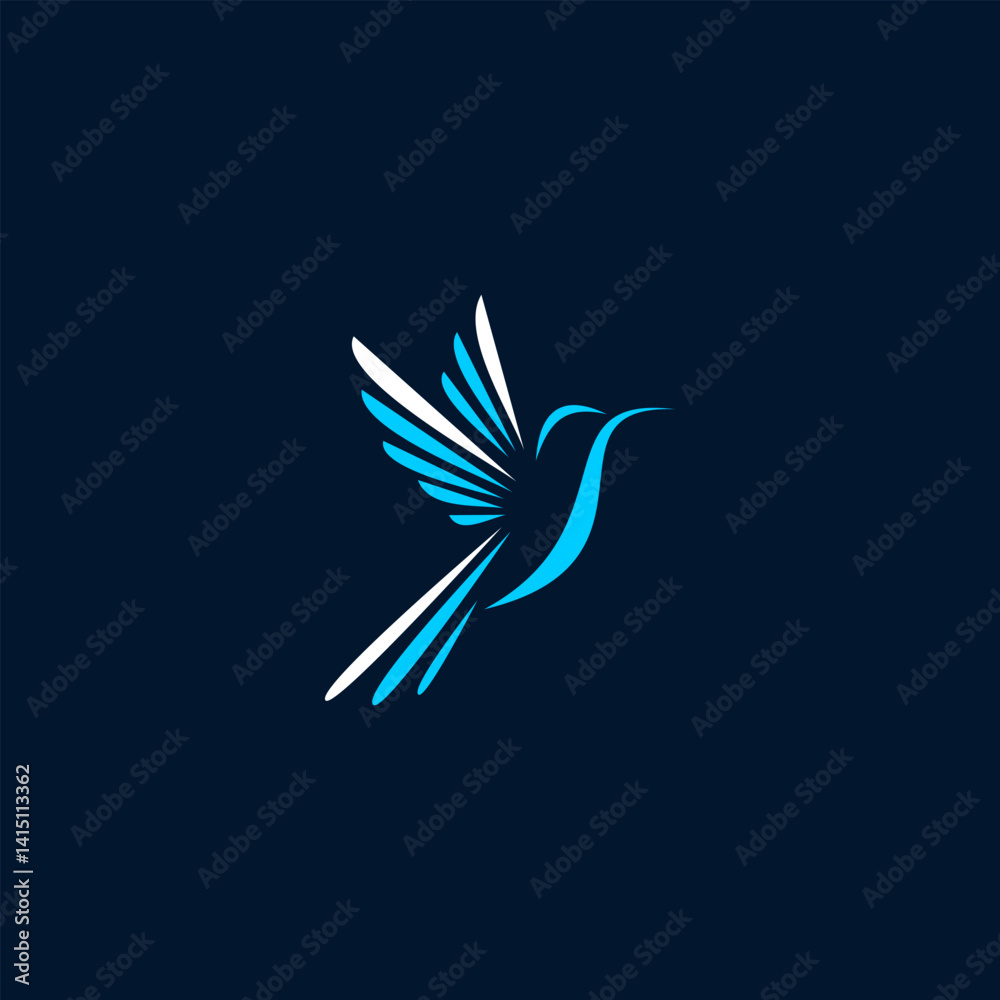 Obraz premium Elegant and futuristic flying hummingbird logo template with vibrant neon gradients. Perfectly suited for spa wellness, creative agencies, technology startups, and modern beauty brands