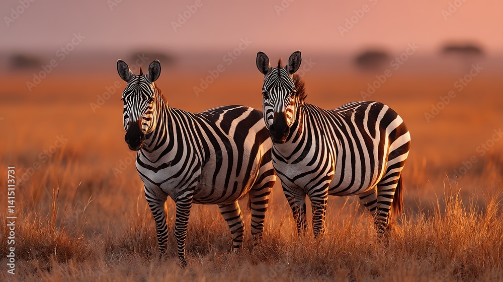Fototapeta premium Two Zebras at Sunrise (1)