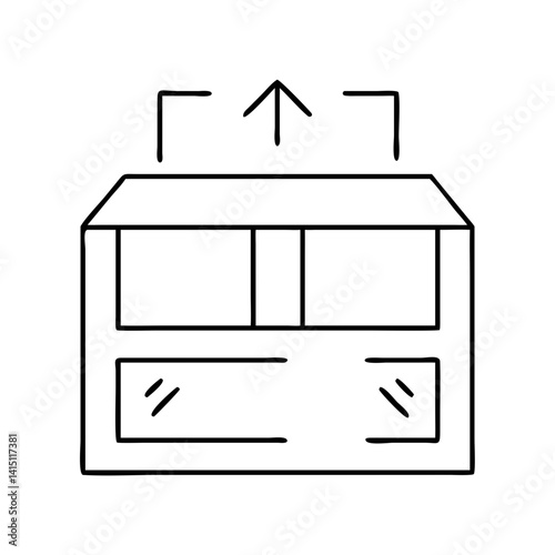 Minimalistic Illustration of a Delivery Box with Arrows on White Background